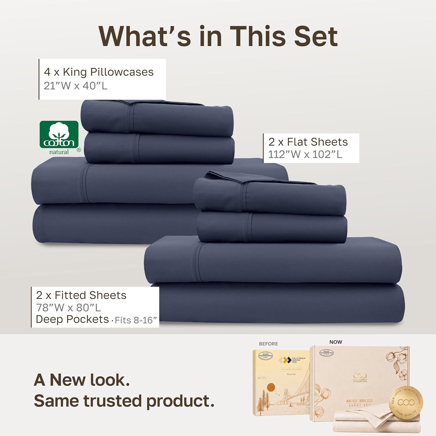 Detalle de California Design Den King Sheet Set 400 Thread Count