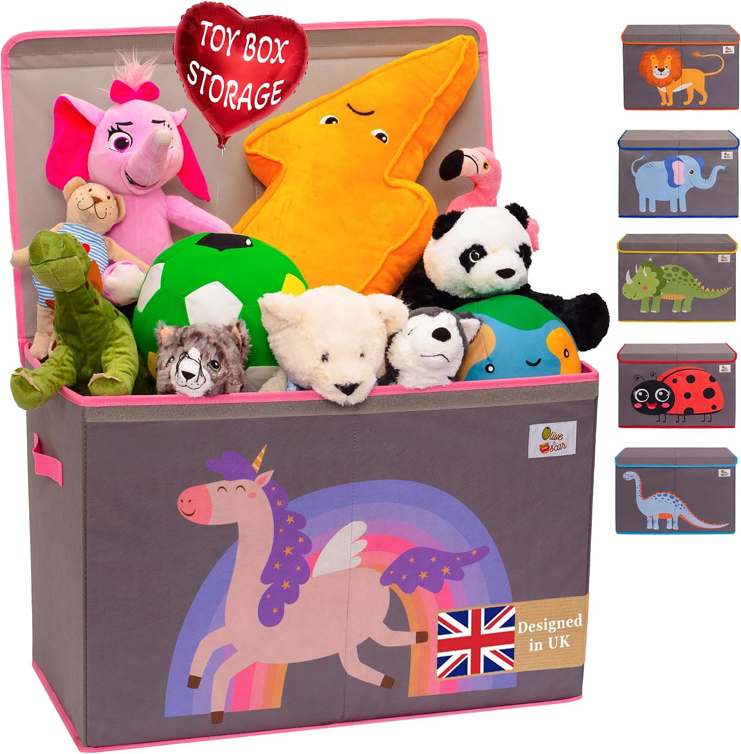Detalle de OLIVE&OSCAR 80L Toy Box Pink Unicorn