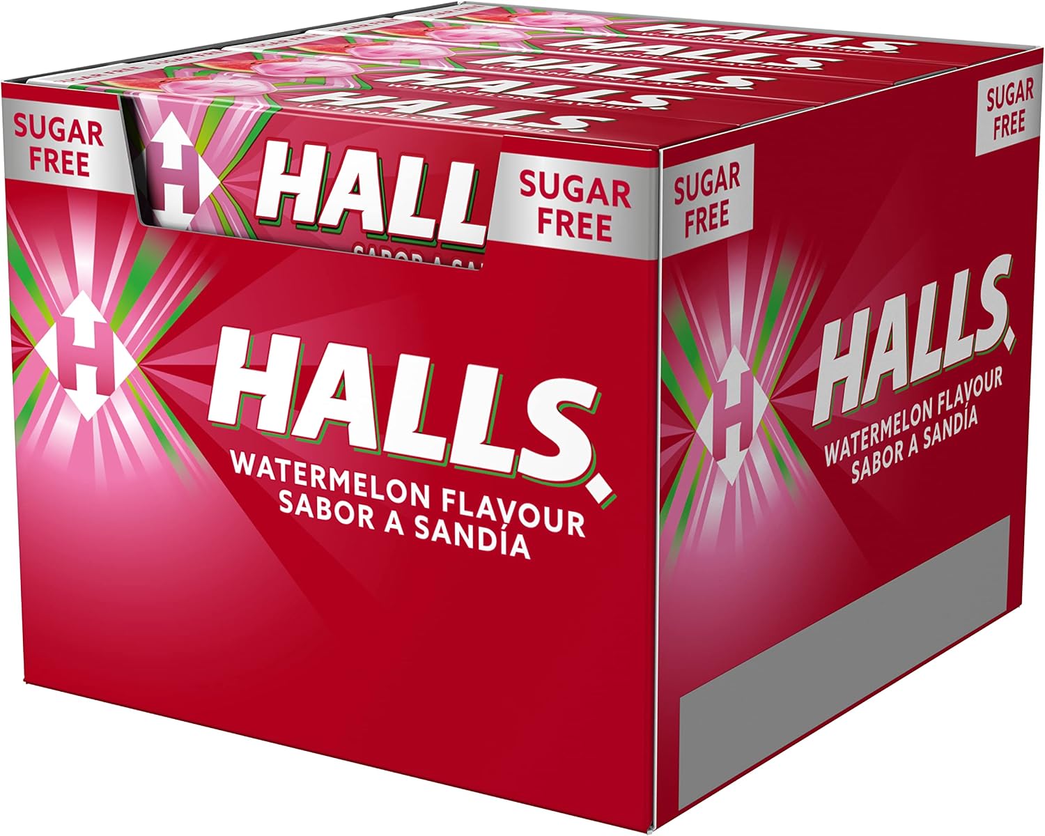 Detalle 2 de Halls Sandía 🍉 Caramelo duro, caja 20 sticks de 32 g
