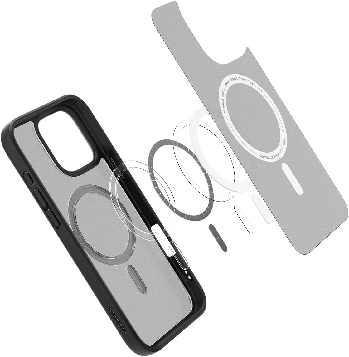 Detalle 2 de Spigen Ultra Hybrid MagFit pour iPhone 16 Pro Max (MagSafe) – coque semi-transparente Frost Noir