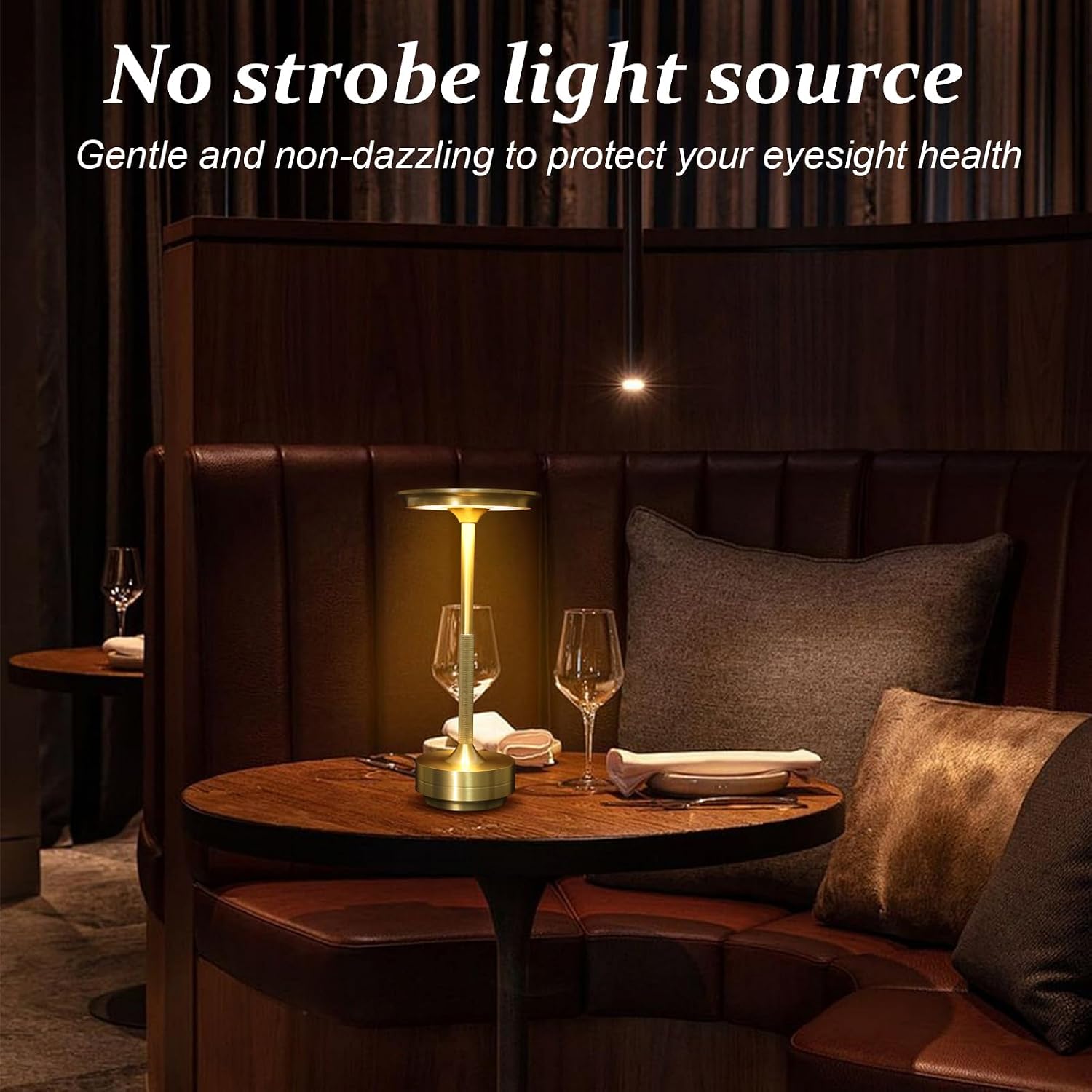 Detalle de Rechargeable Cordless Table Lamp (5200mAh) with USB-C Charging, 3-Colour Stepless Dimming, IPX4 Waterproof (2 Pack Gold)