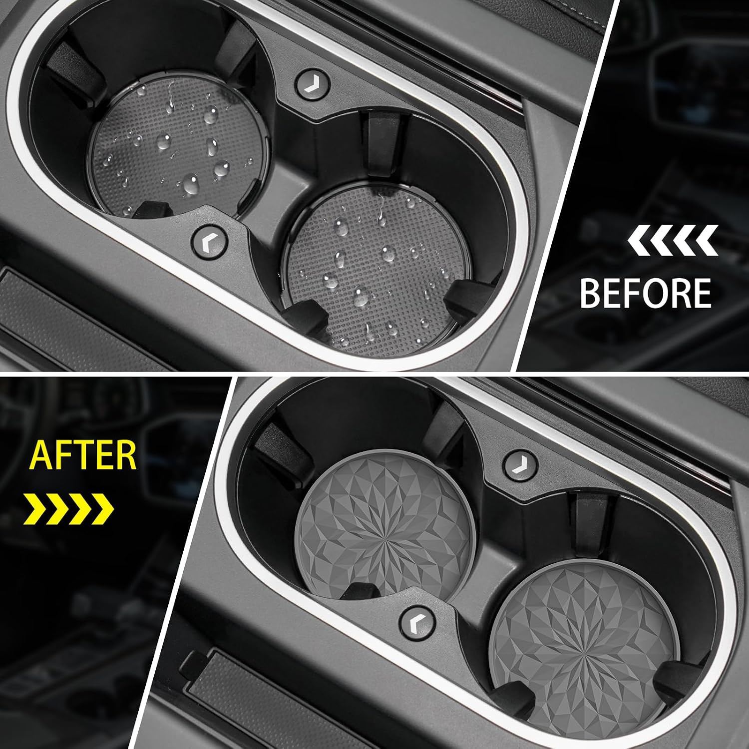 Detalle de STLIAN Car Coasters for Cup Holders (4 Pack) – 2.75in Silicone Deep Grey