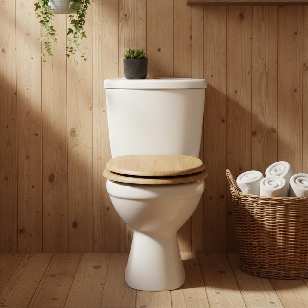 Thumbnail 6 de SAINOS MDF-Toilettensitz mit Soft-Close und verstellbaren Scharnieren – O-Form, 180 kg Tragkraft