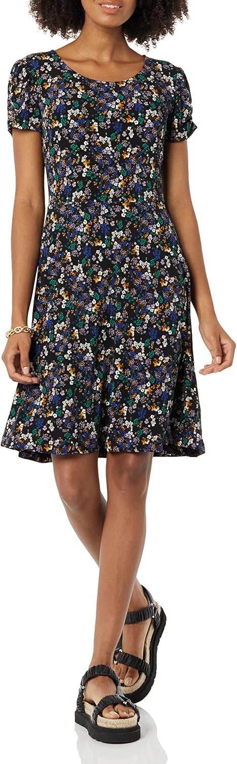 Thumbnail 3 de Amazon Essentials Women’s Gathered Short-Sleeve A-Line Floral Dress (Plus Size available)