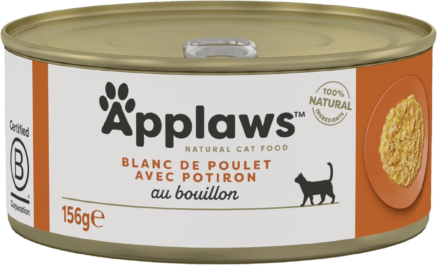 Detalle de Applaws 100% alimentation humide naturelle pour chat — Poitrine de poulet et citrouille en boîte (24 x 156 g)