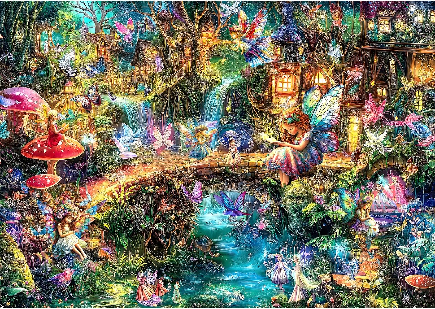 Detalle de Blueforest Fantasy Elf World 1000-piece puzzle 🧩
