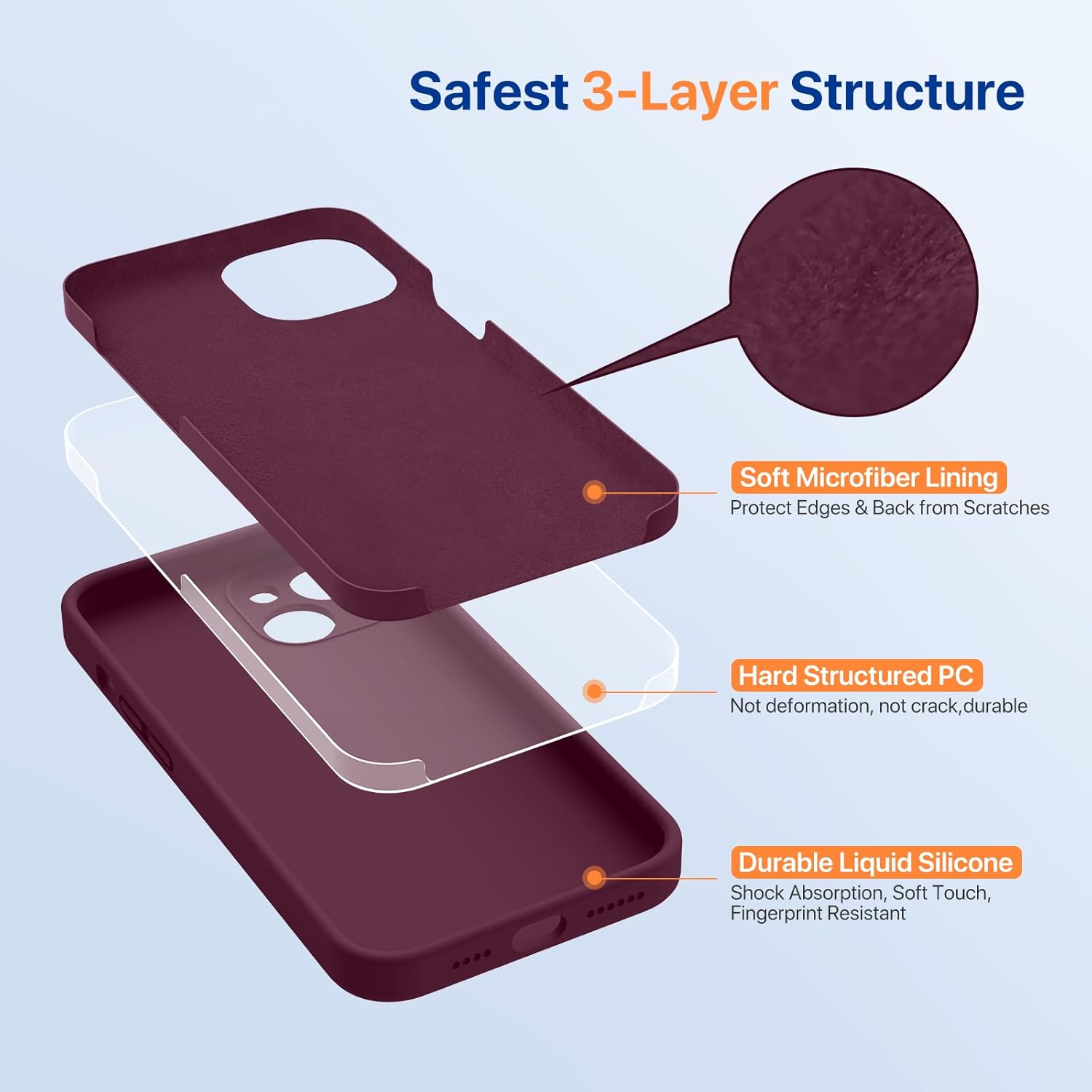 Thumbnail 4 de Miracase Designed for iPhone 14 Case with 360° Protection — Wine Red (6.1")