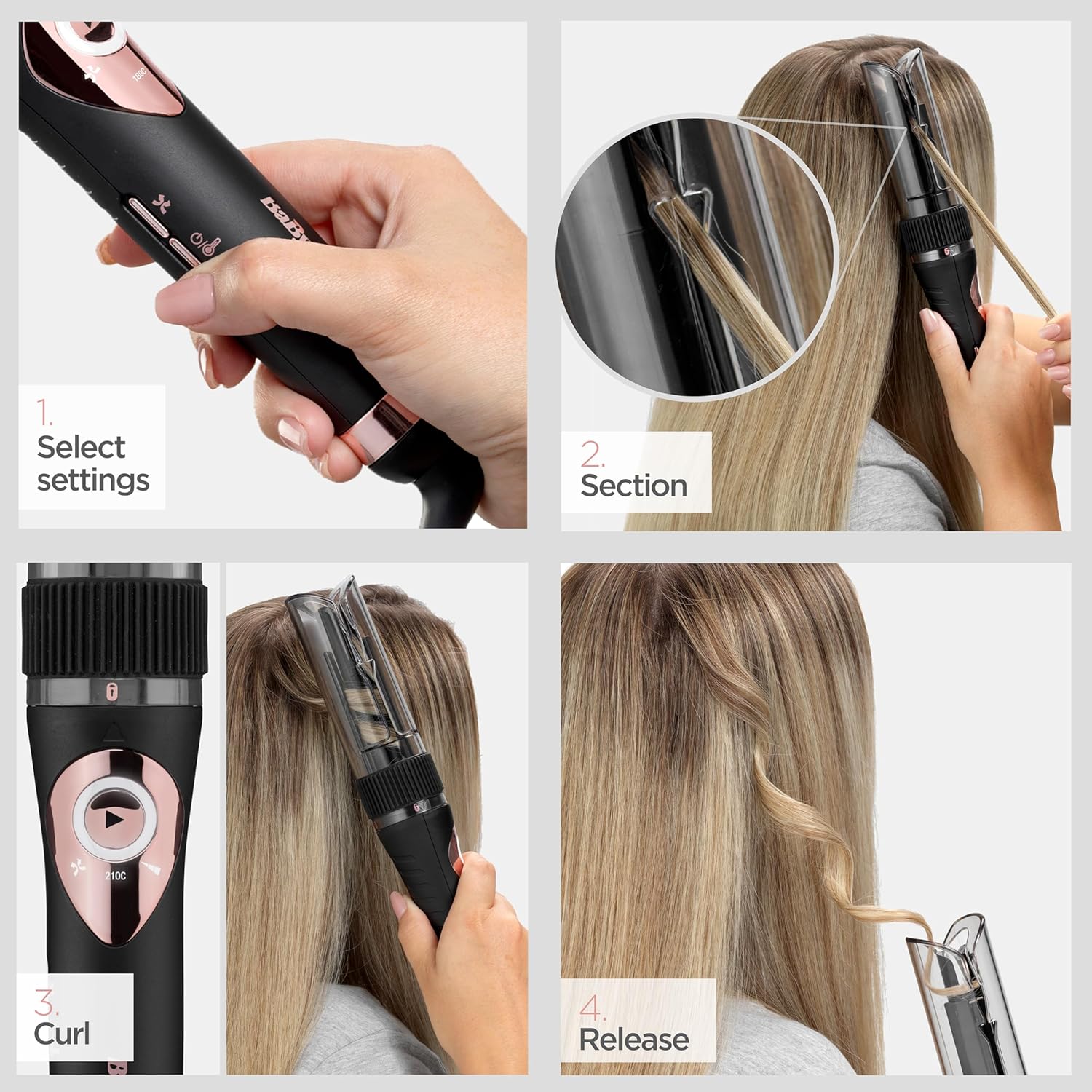 Thumbnail 3 de BaByliss Curl Secret Lite Automatic Hair Curler (C1031U) – 19mm ceramic barrel, 5 heat settings up to 210°