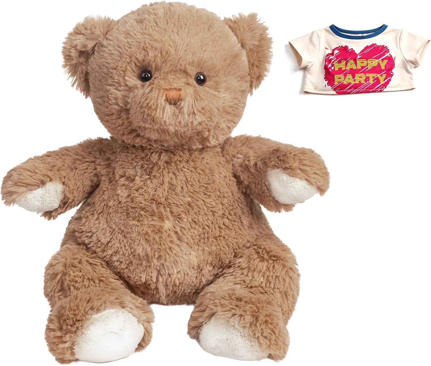 Detalle de BEJOY Teddybär – Süßes, weiches Plüschtier mit Happy Party T-Shirt (35 cm)