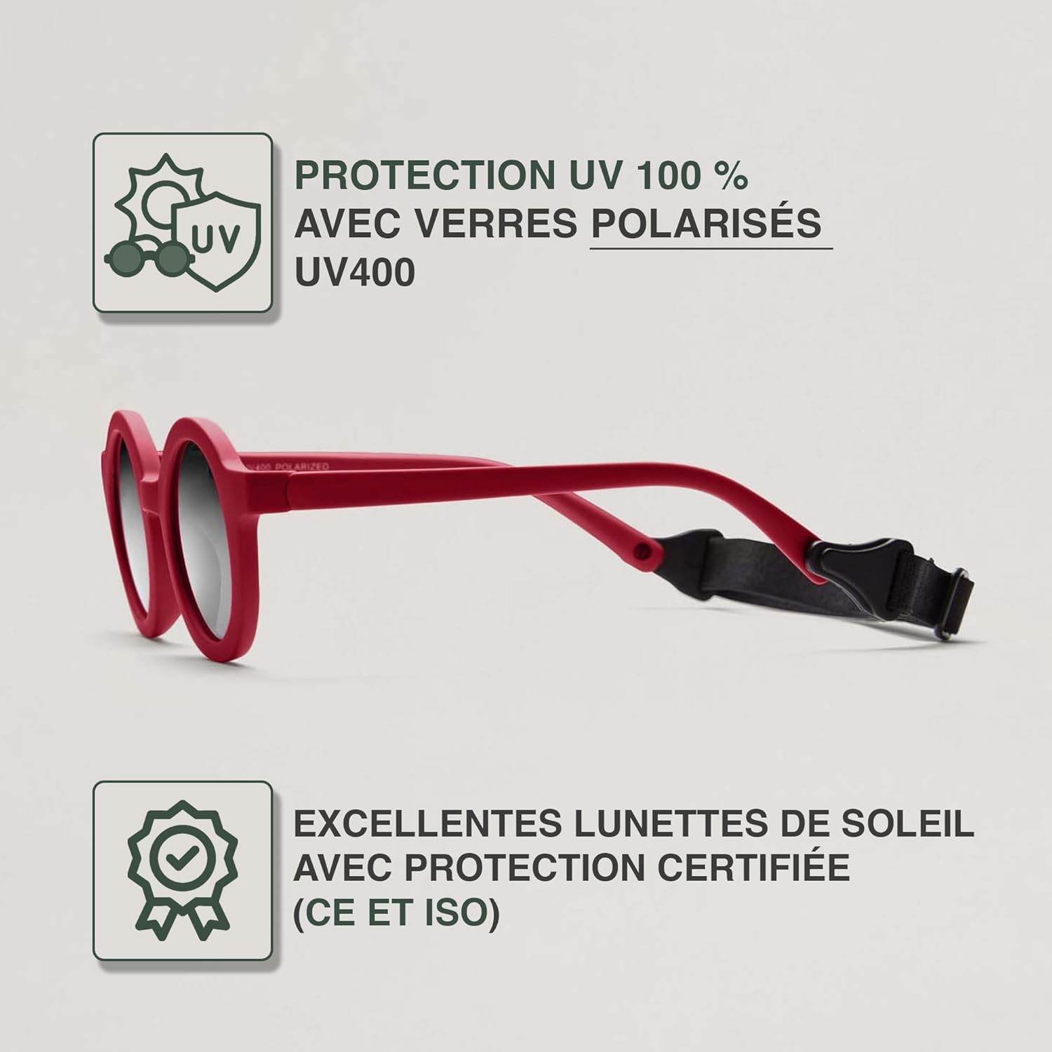 Thumbnail 2 de BABYMOCS Lunettes de soleil rondes pour bébé 0 à 1,5 ans – Protection UV 100 % et matières sans BPA