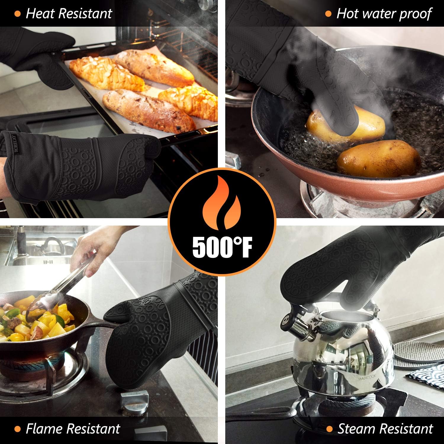 Thumbnail 4 de Rorecay Oven Mitts 15-inch Set