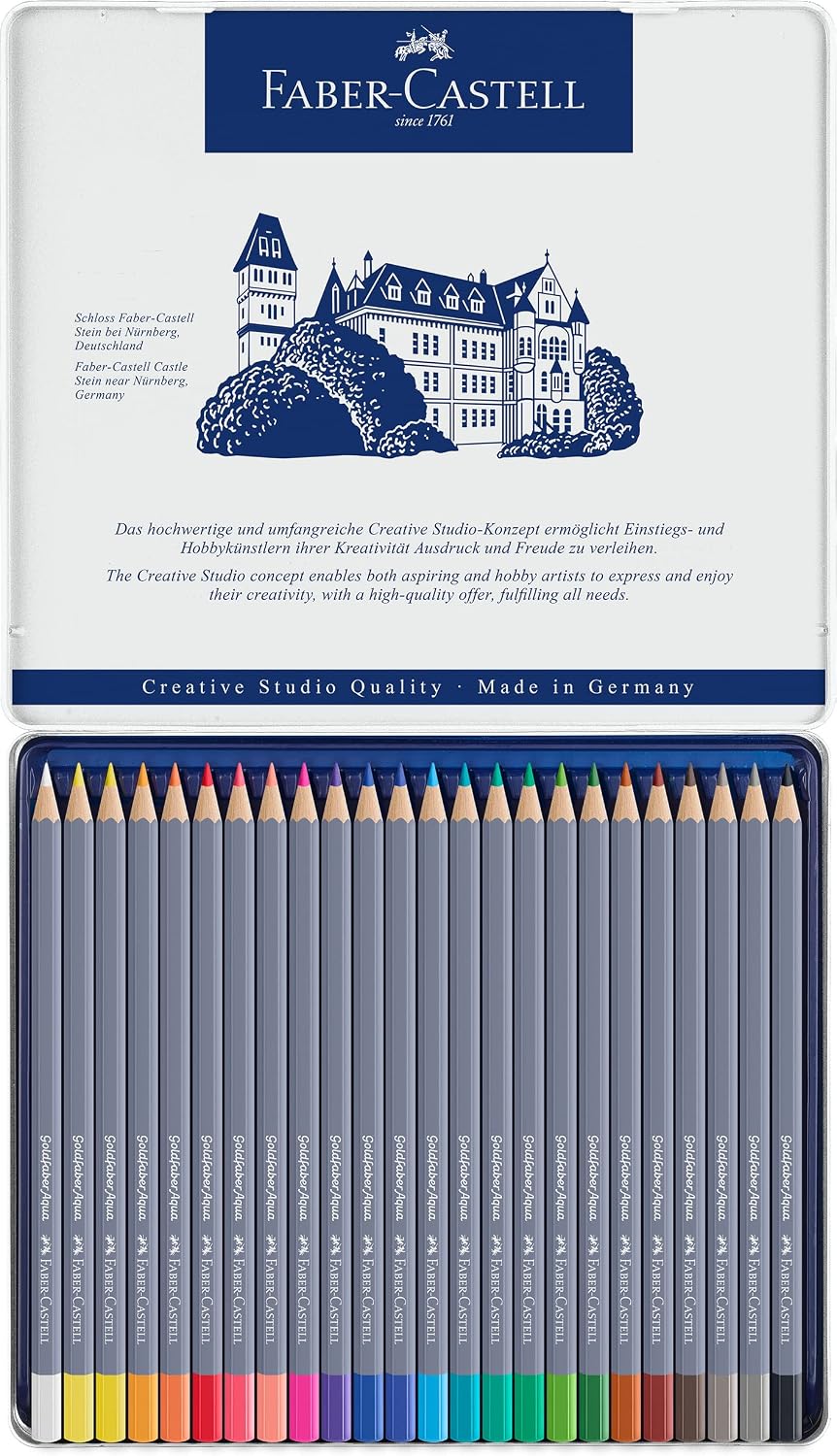Detalle de Faber-Castell Goldfaber Aqua watercolour pencils, tin of 24 colours