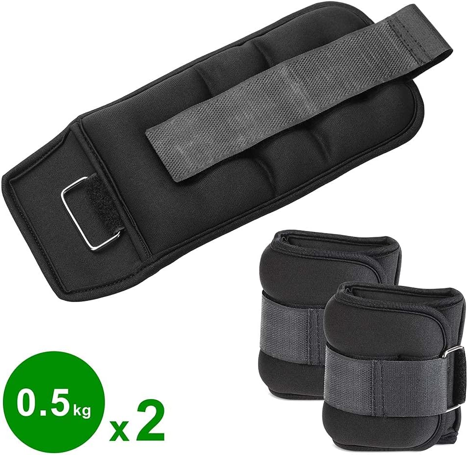 Detalle de BAKAJI Lot de 2 poids pour chevilles et poignets 0,5 kg – entraînement de gymnastique aérobic et renforcement musculaire