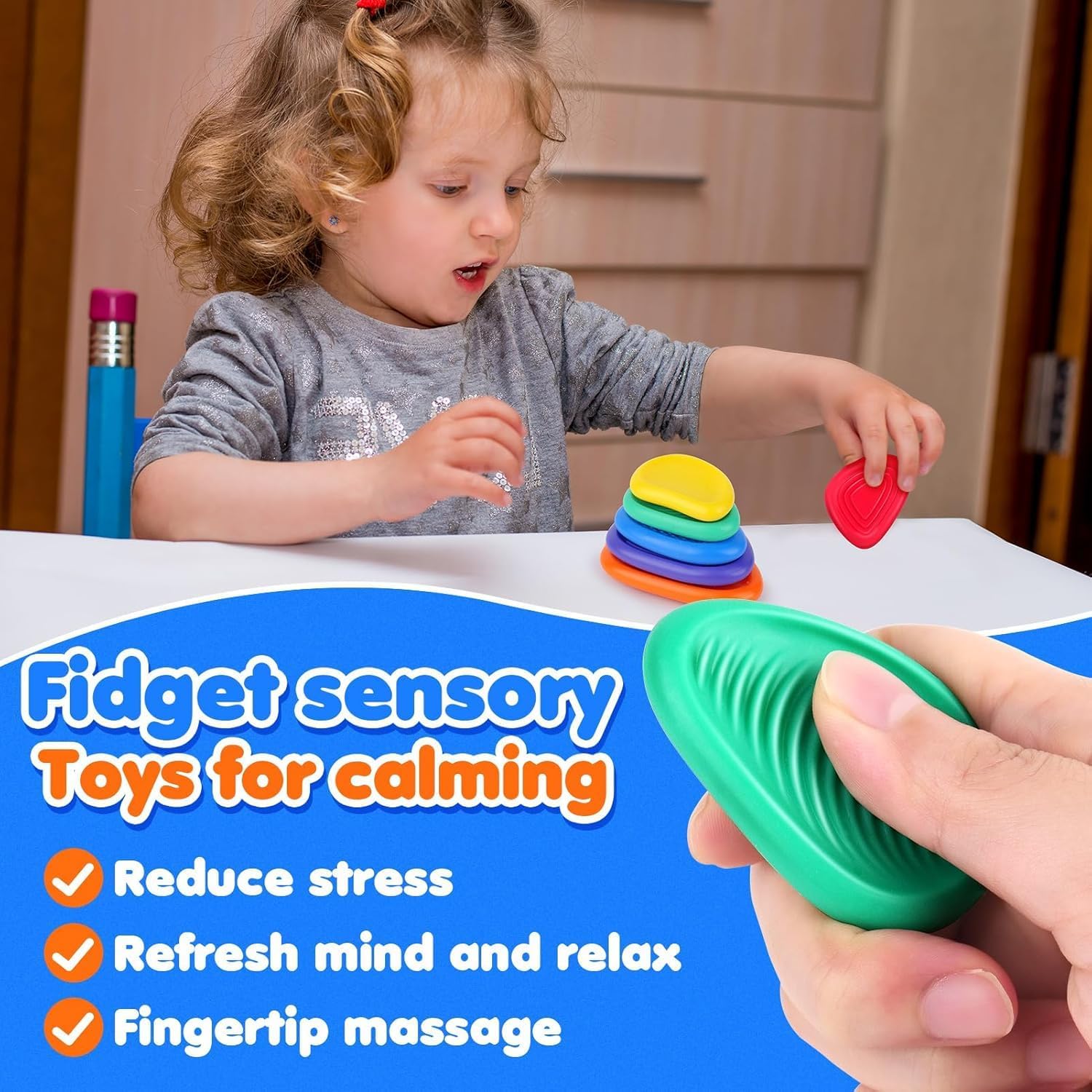 Detalle 2 de Fidget Stones Toys 6 pezzi antistress per mani 🎲