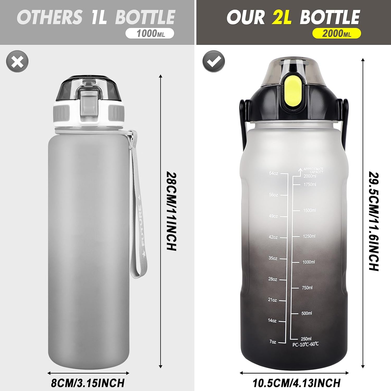 Thumbnail 6 de GXCROR Water Bottle 2L with Straw – 100% Leakproof, BPA Free, Anti-Rupture