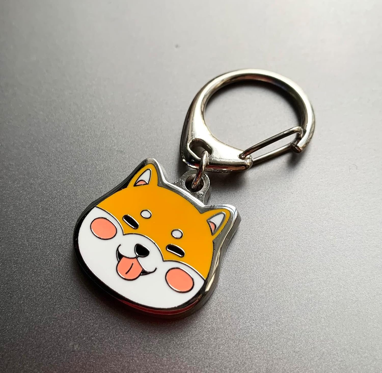 Detalle 2 de BT Bear metal dog ID tags pendant keyring (Yellow Shiba Inu pattern)