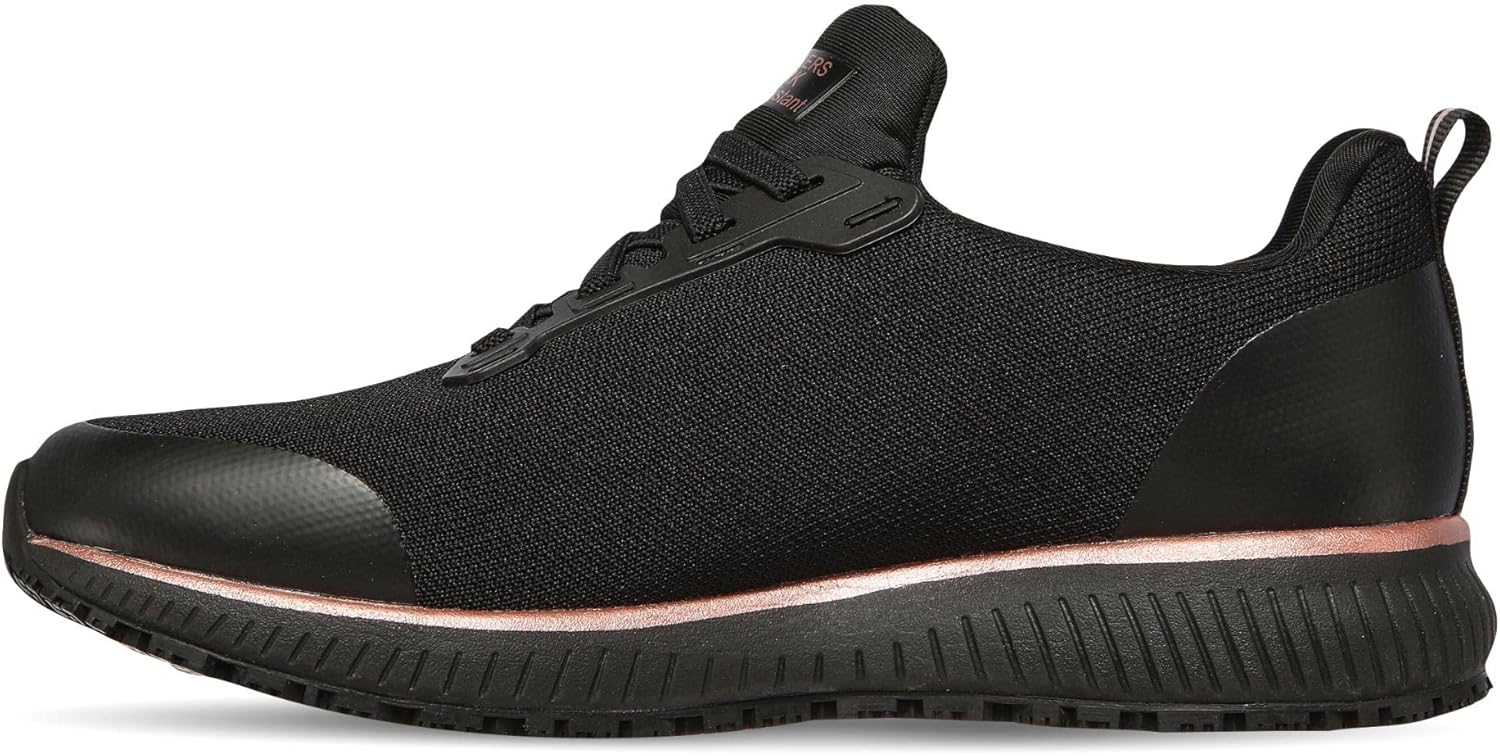 Detalle de Skechers SQUAD SR para mujer (Black Flat Knit / Rose Gold Trim) talla 39 EU