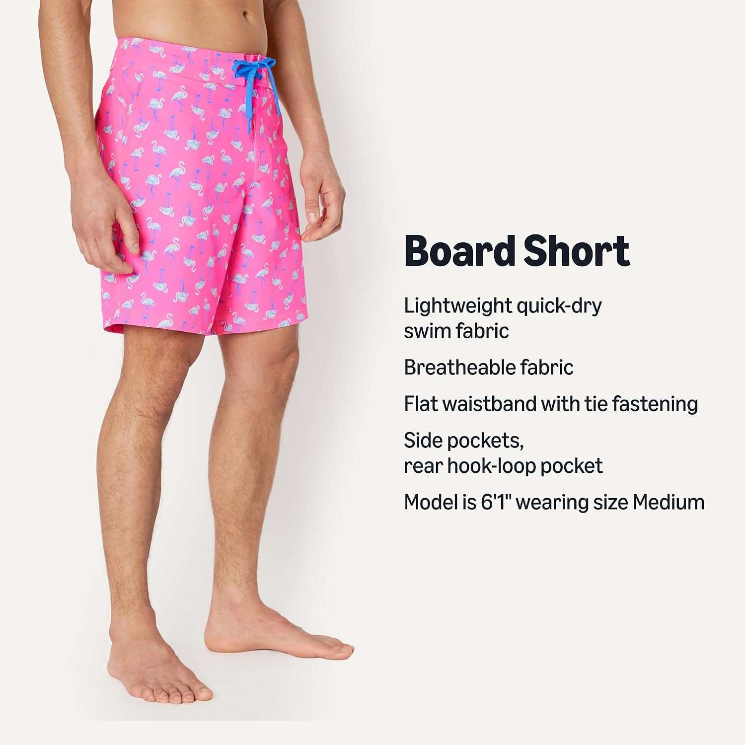 Detalle de Amazon Essentials Herren Board-Badeshorts – leichte, schnelltrocknende Boardshorts mit recyceltem Polyester