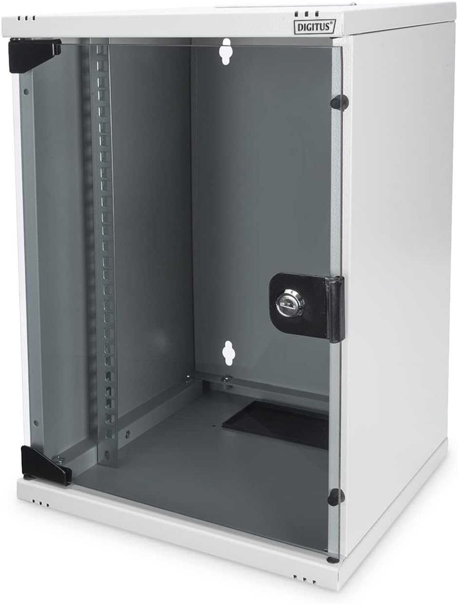 Detalle de DIGITUS SOHO 9U – wisząca szafa sieciowa 10-calowa, drzwi szklane, 30 kg