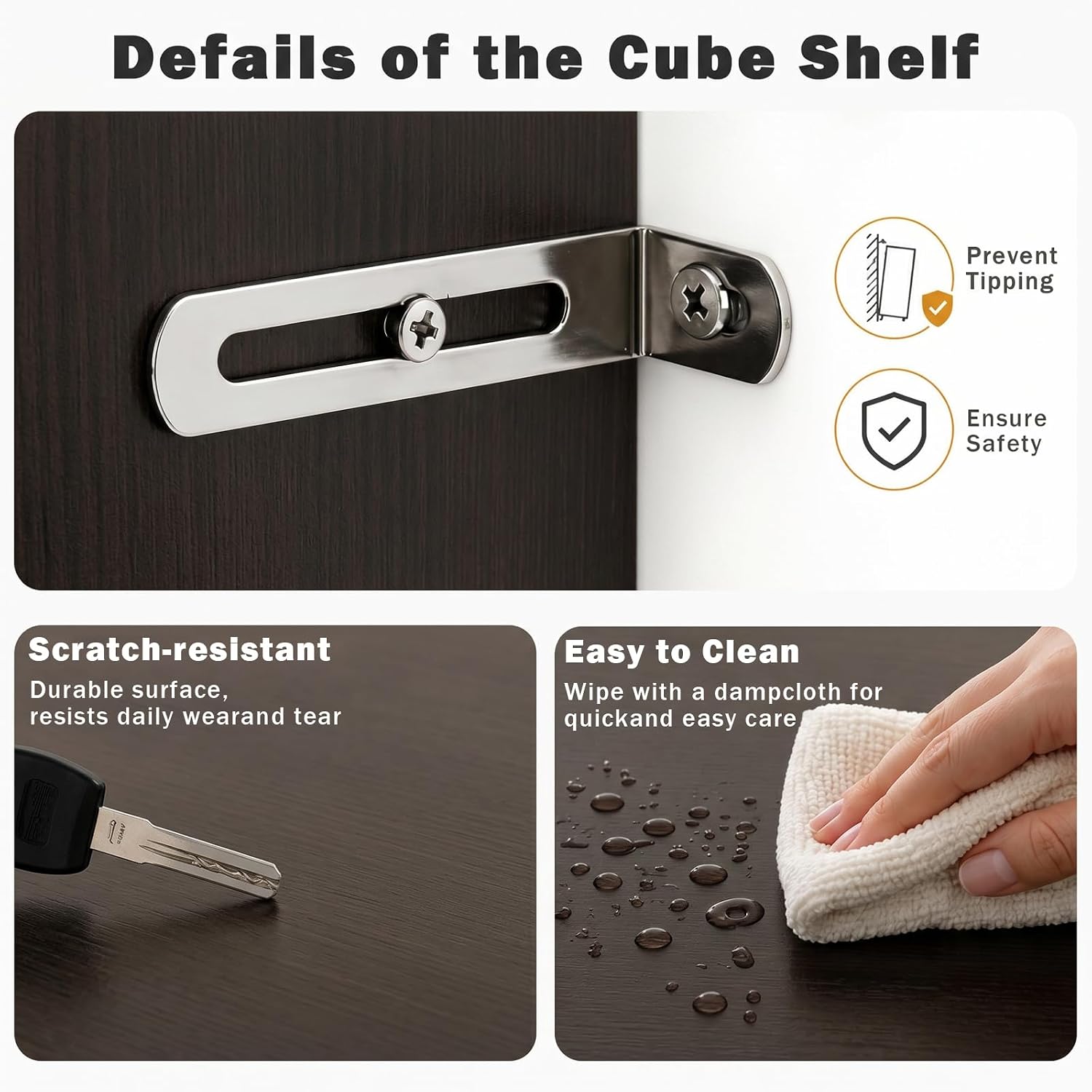 Detalle 2 de Endearing Limons 4-Cube Shelf Organizer, Chocolate, 30 mm Frame