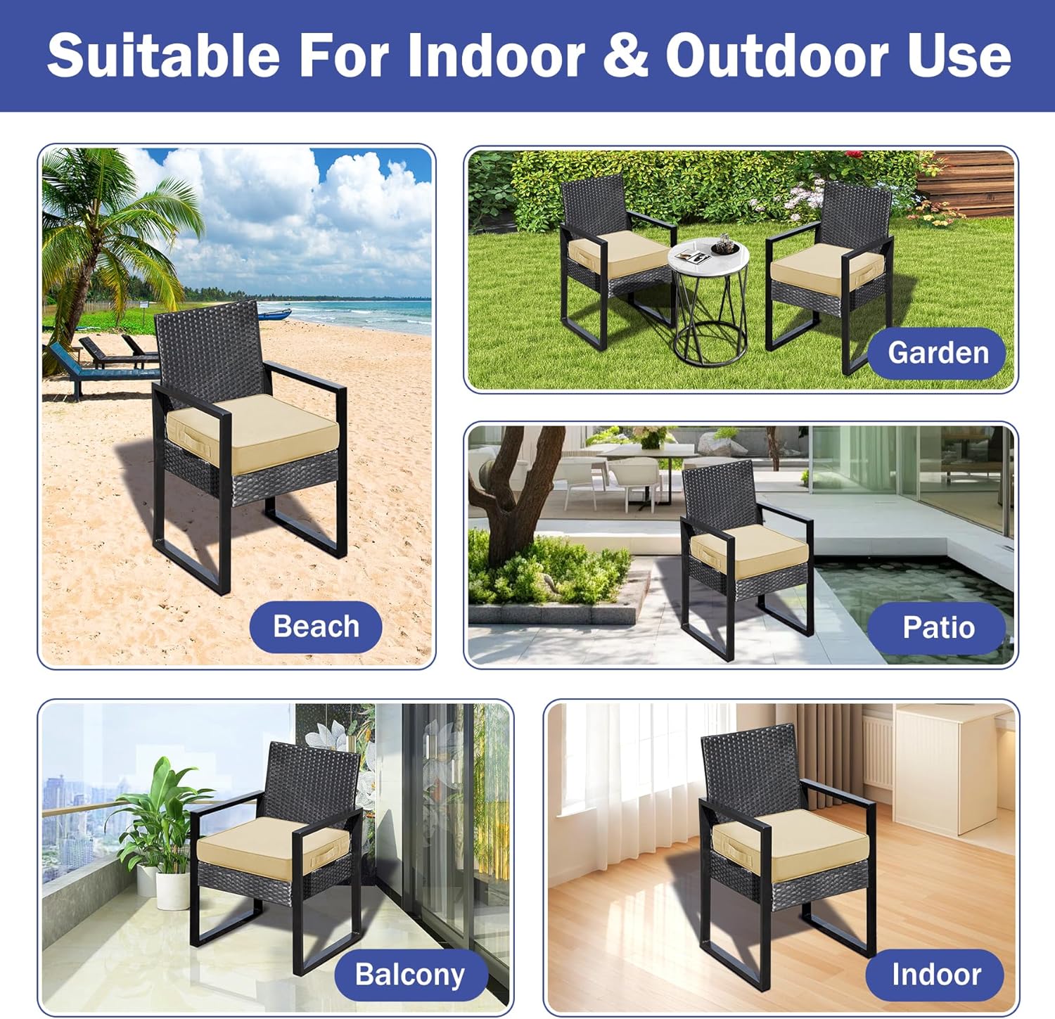 Thumbnail 6 de IASEAHK Patio Chair Cushions 19" x 19" x 3