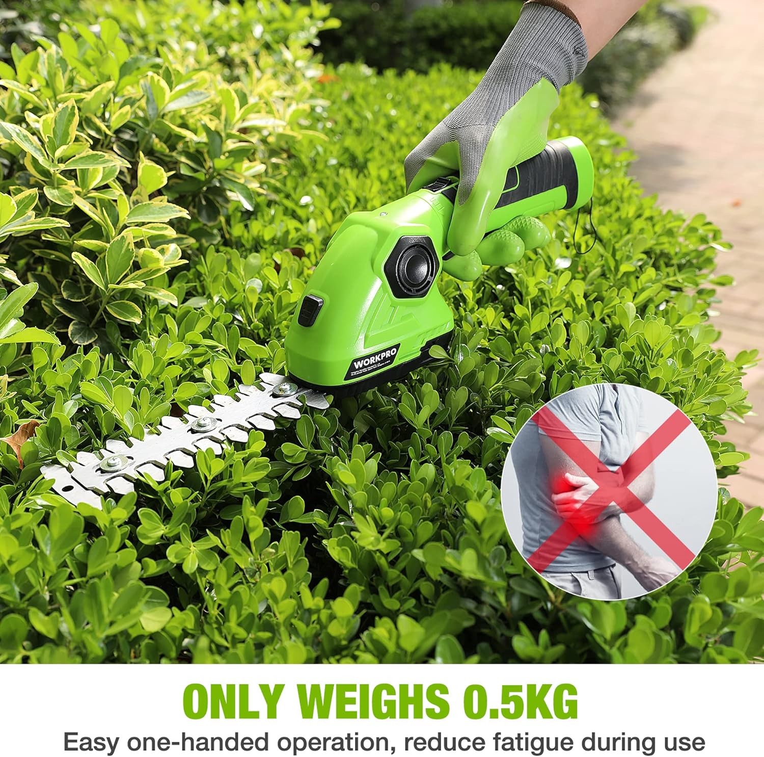 Thumbnail 4 de WORKPRO 2 in 1 7.2V Cordless Hedge Trimmer & Grass Shear with Lithium-Ion Battery