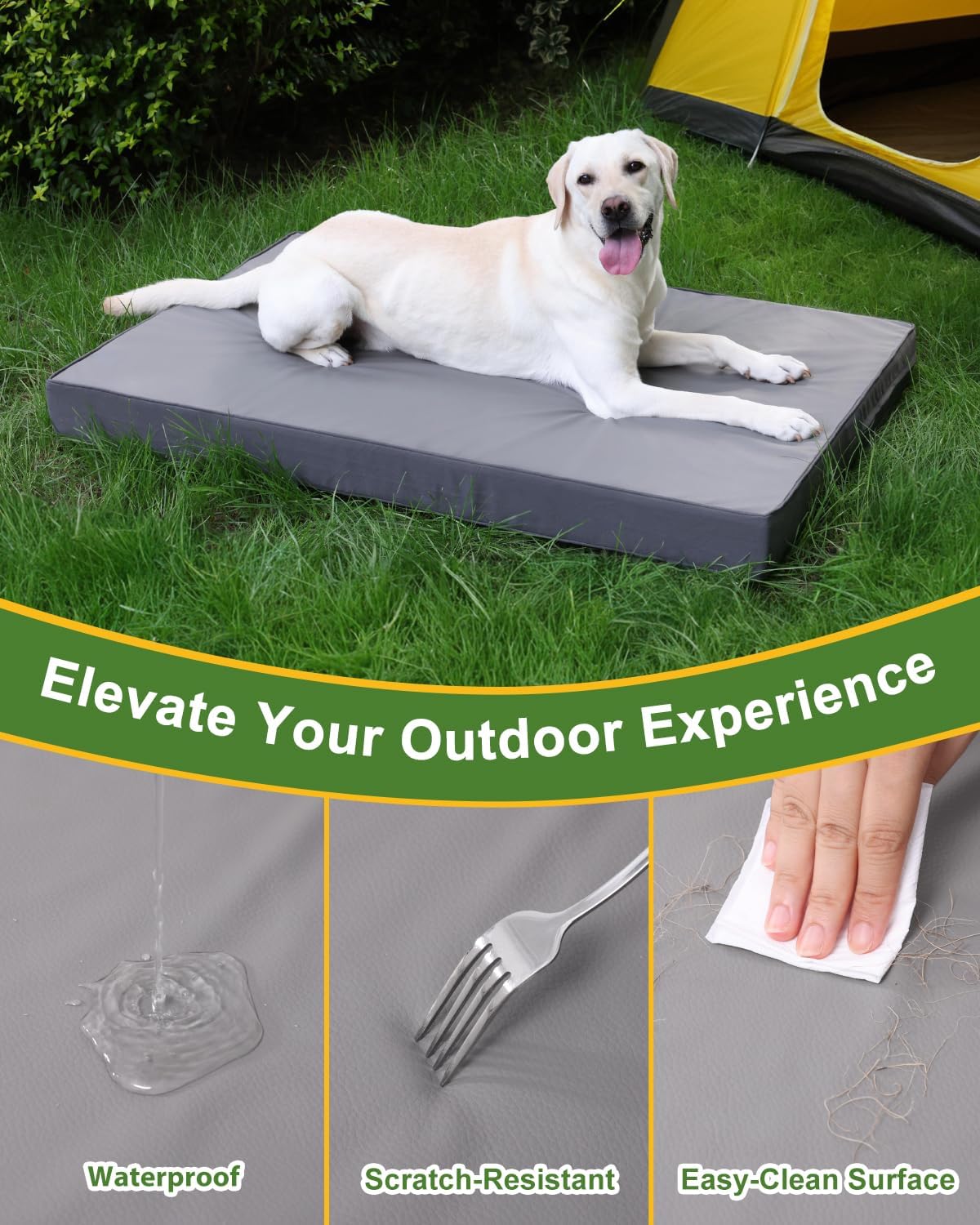 Thumbnail 1 de Favodormir Waterproof Large Dog Bed for Crate (Orthopedic Mattress) 104x68x8cm, Grey