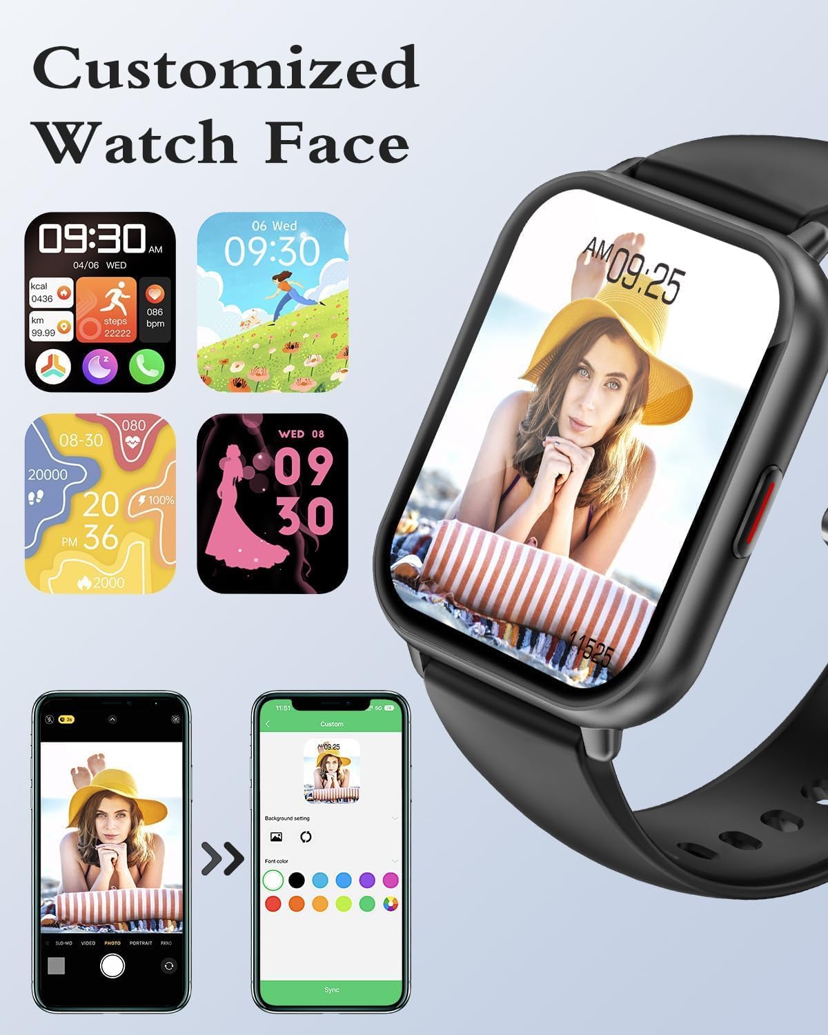 Detalle 2 de RUIMEN Montre Connectée Homme/Femme avec Appel Bluetooth, 113 Modes Sport et IP68 – Écran AMOLED 1,83