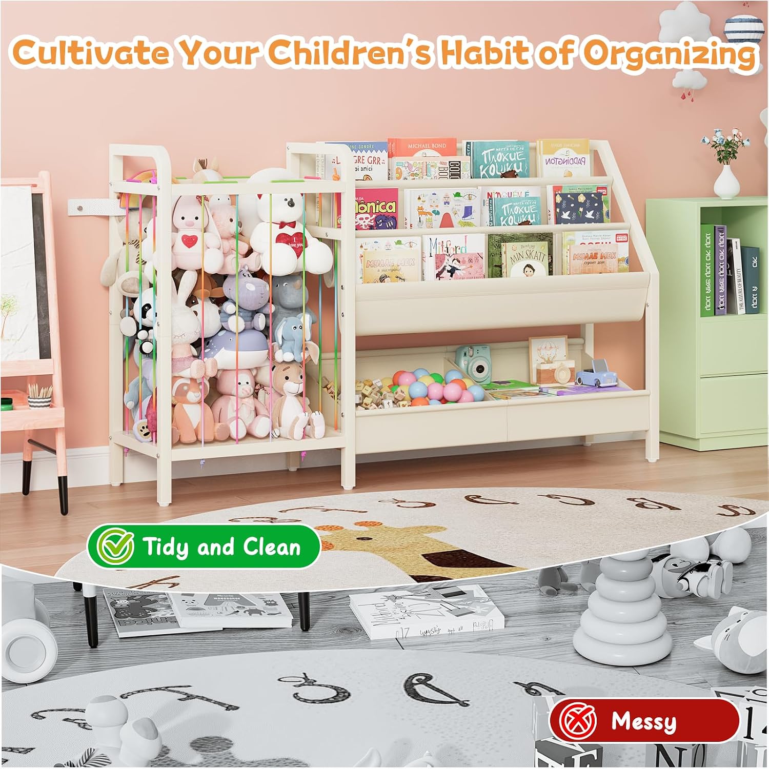 Detalle 2 de CYXPHION Kids Bookshelf with Oxford Cloth