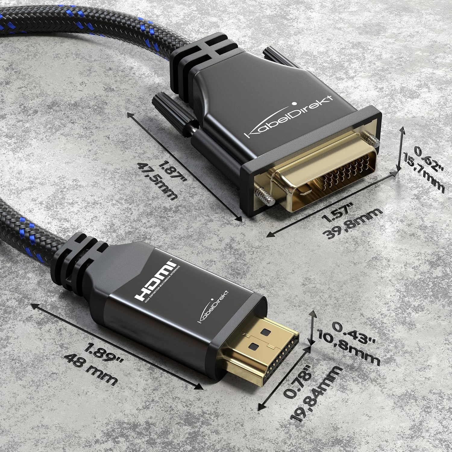 Detalle de KabelDirekt HDMI-DVI Kabel/Adapterkabel – 1,5 m, bi-direktional