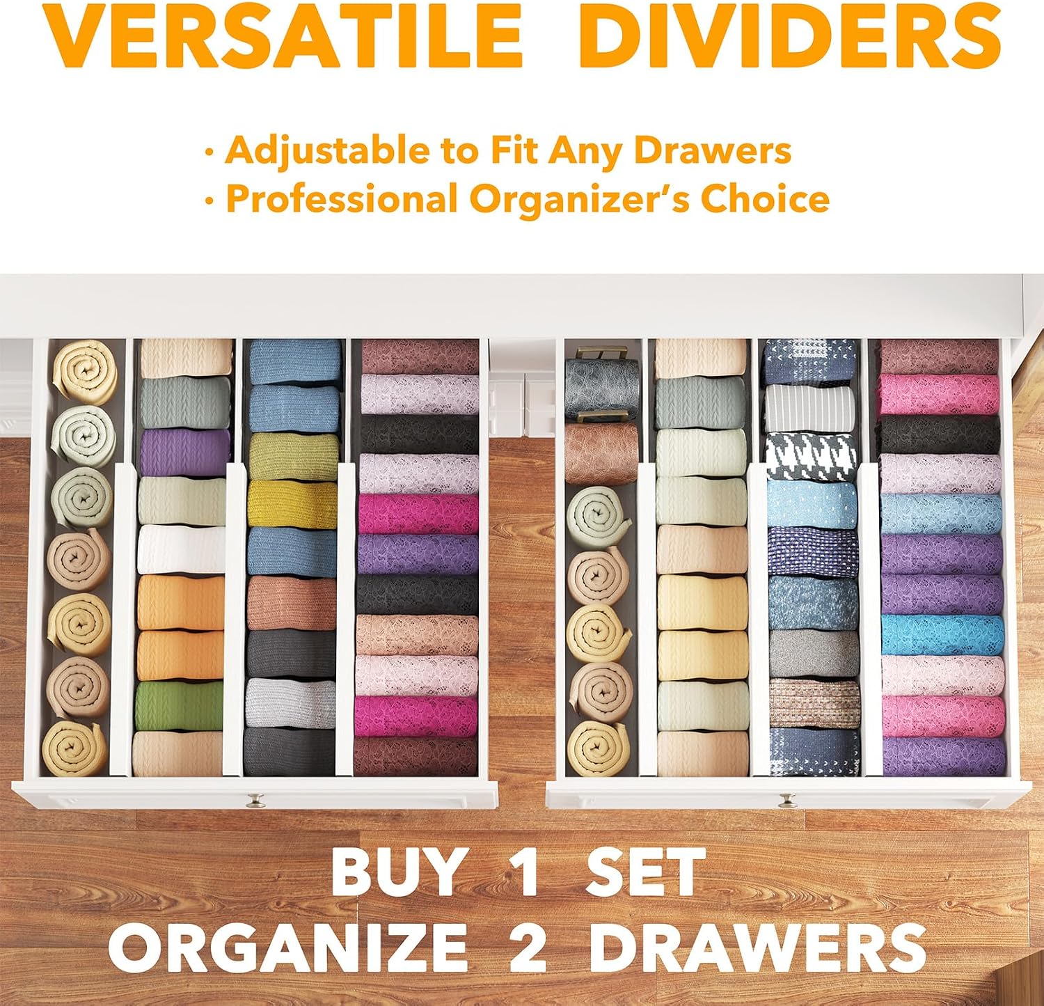 Detalle de SpaceAid 14ZZB-62ZG-6SW Bamboo Drawer Dividers, 6-Pack, 12.5–17 in.