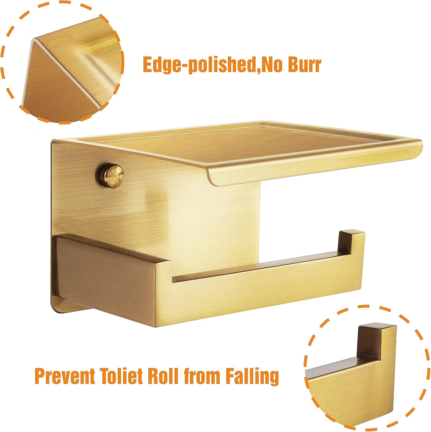 Thumbnail 2 de HITSLAM Toilettenpapierhalter Ohne Bohren – Edelstahl gold mit Ablage, Wandmontage