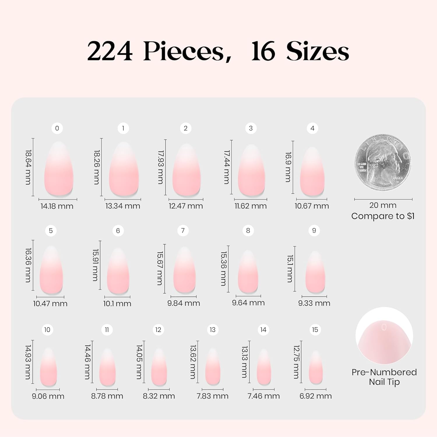 Detalle 2 de Beetles French Tip Press-On Nails 224 Stück