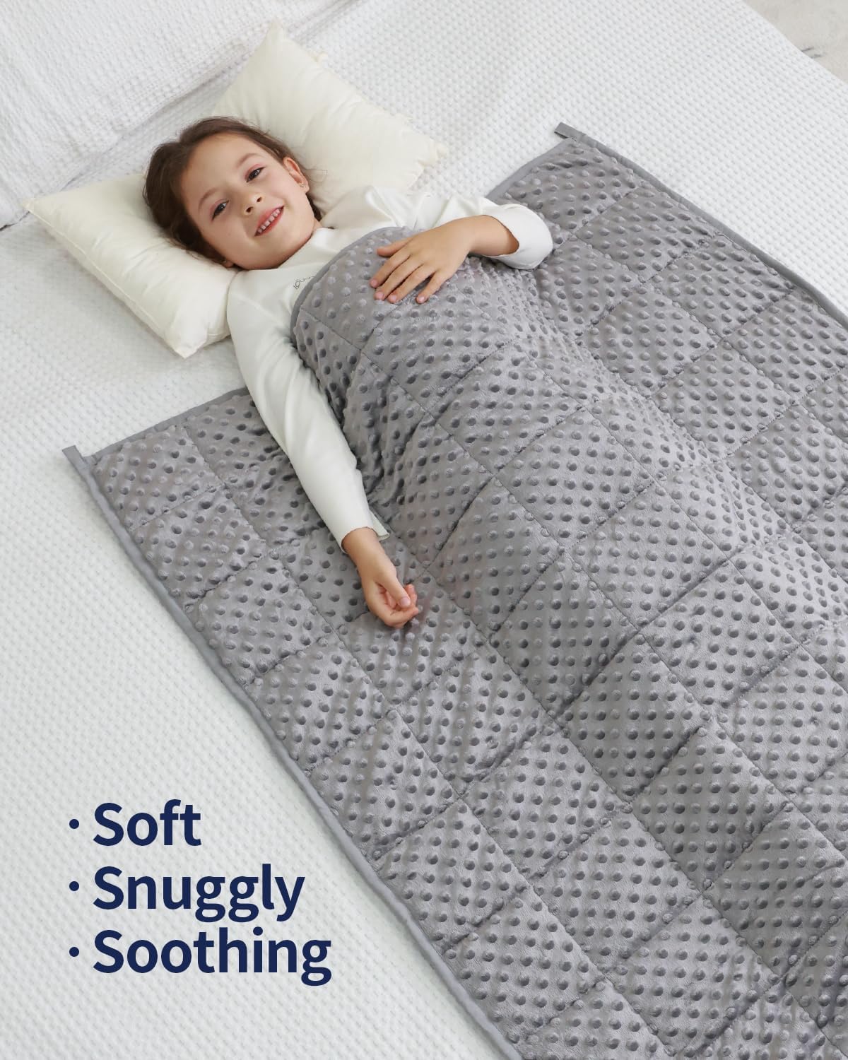 Thumbnail 6 de Mr. Sandman Weighted Blanket 3LBS (36 x 48 in) – Grey, Minky Dots with Glass Beads