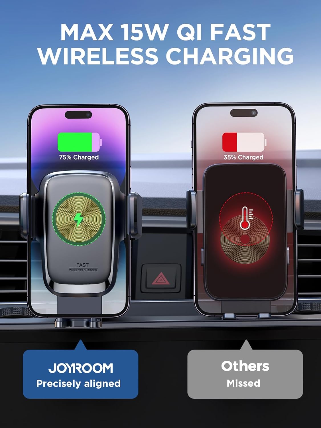 Thumbnail 4 de JOYROOM Wireless Car Charger 15W Qi Fast Charging Car Mount