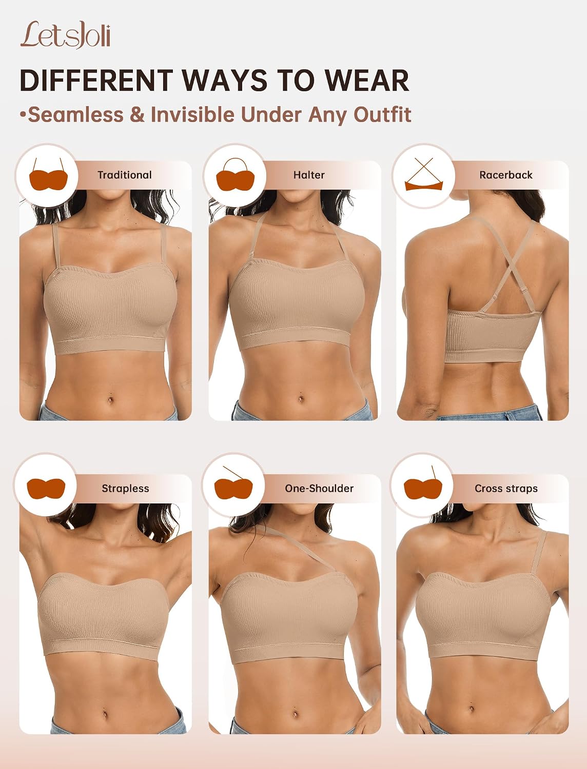 Thumbnail 4 de LetsJoli Push Up Strapless Bandeau Bra 2XL 🎀