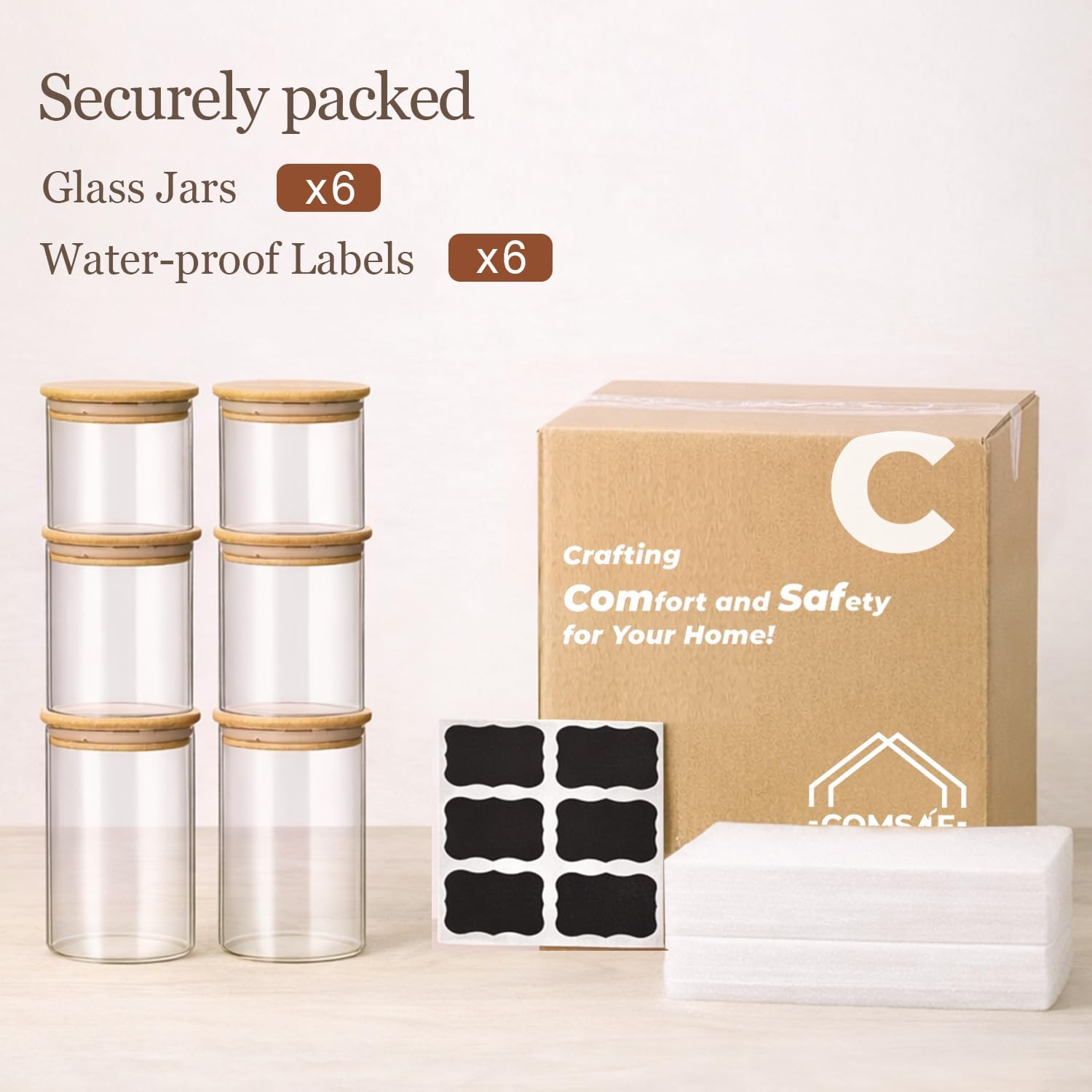 Thumbnail 6 de ComSaf Glass Storage Containers with Lids (0.6qt/1qt/1.5qt) Set of 6 — Airtight Pantry Glass Jars
