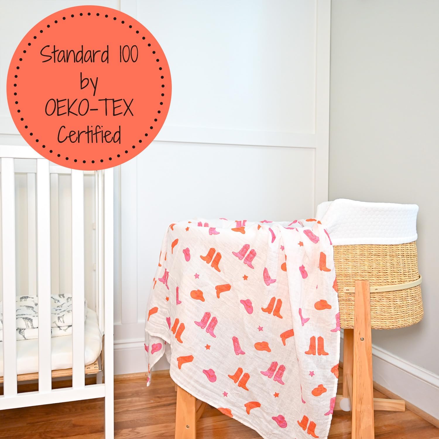 Detalle 2 de LollyBanks Muslin Swaddle Blanket, 47 x 47 in