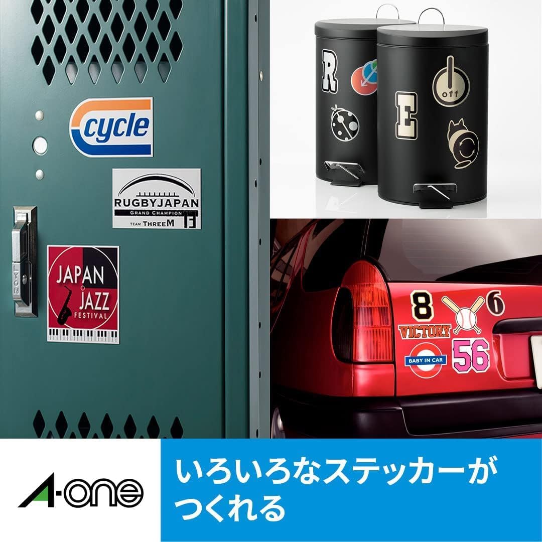 Detalle de エーワン 29421E 手作りステッカー 強粘着タイプ A4・耐水耐光・5セット