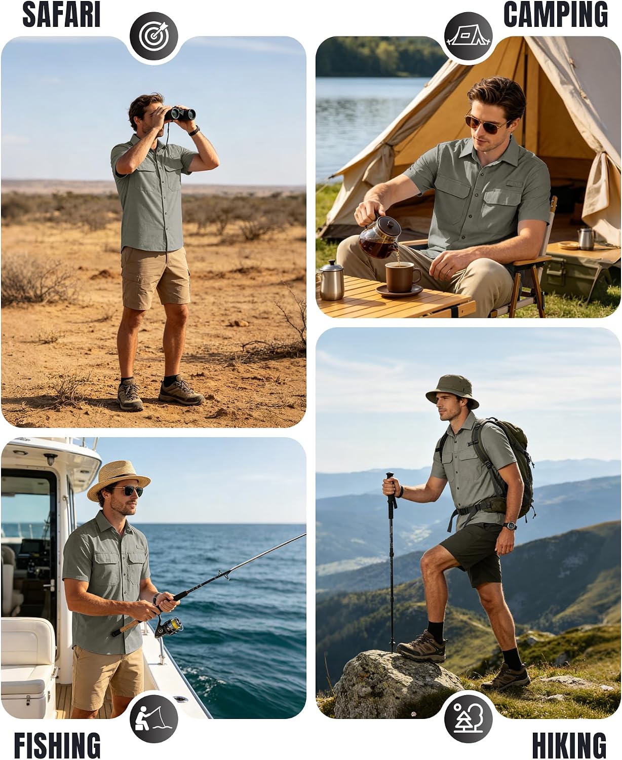 Thumbnail 6 de 33,000ft Herren Kurzarm-Outdoorhemd UPF50+ – Schnelltrocknend, wasserabweisend und bequem
