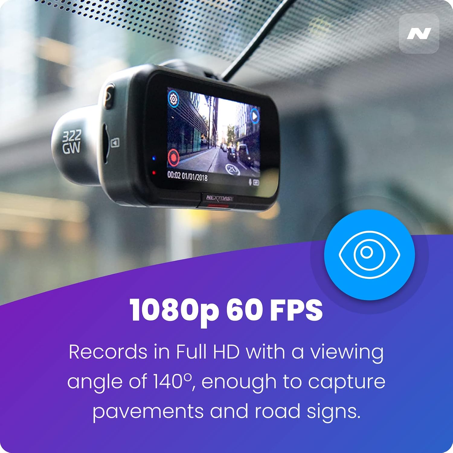 Thumbnail 4 de Nextbase 322GW Dash Cam Front 1080p 60fps