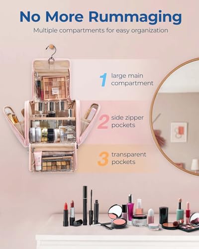 Detalle de BAGSMART Trousse de Toilette Femme, grande capacité, rose