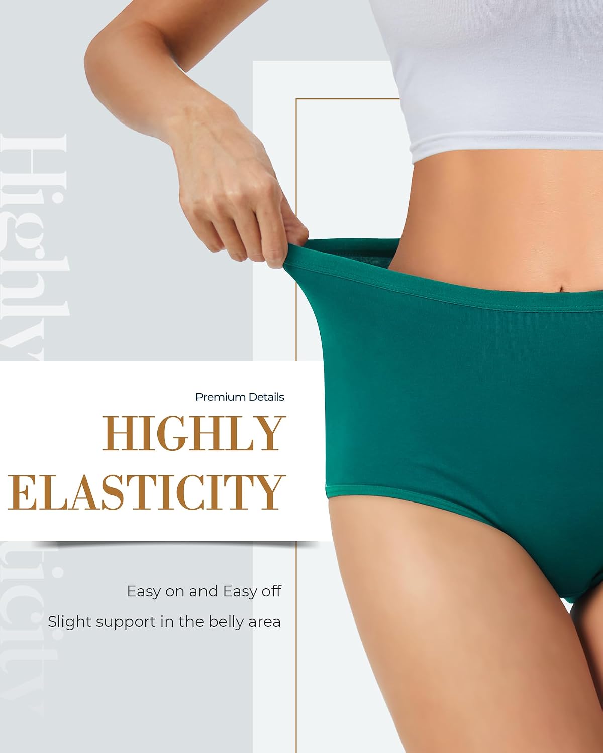 Detalle de High waisted cotton briefs 5 pack