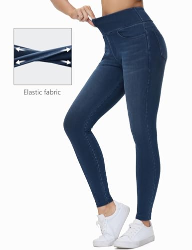 Detalle 2 de THE GYM PEOPLE Damen-Jeggings mit High Waist, 4-Wege-Stretch und 4 Taschen