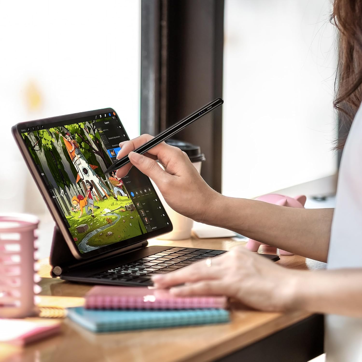 Detalle de Waiktyne Stylus Pen for iPad, Black Aluminum, Palm Rejection and Tilt Sensitivity