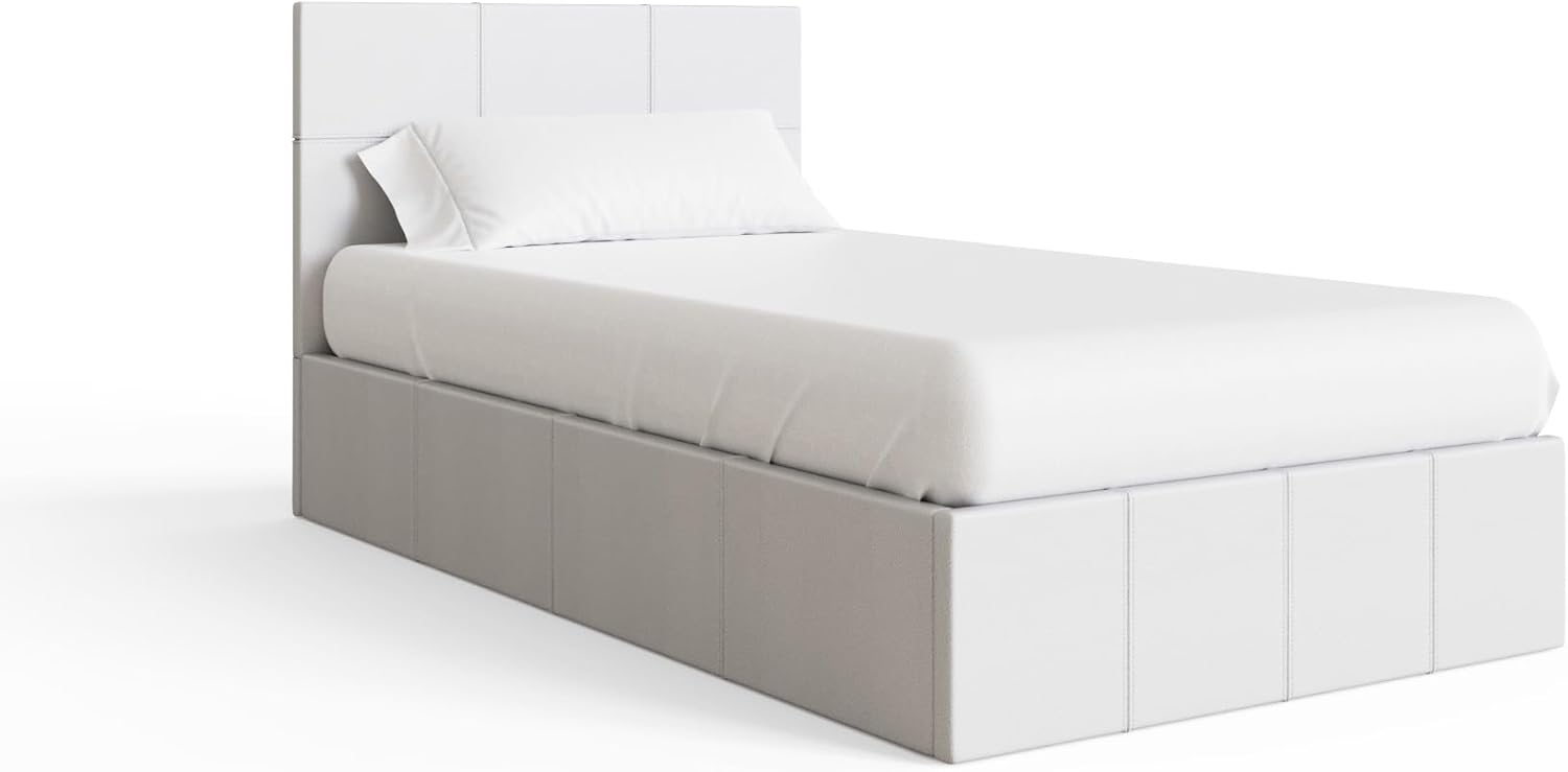 Thumbnail 6 de GFW Classic Leather Upholstered Ottoman Storage Bed (Single, White) with Gas Lift
