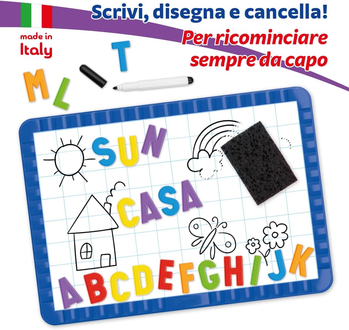 Thumbnail 5 de Quercetti Magnetino Letters Basic: lavagna magnetica con 48 lettere colorate per imparare l’alfabeto
