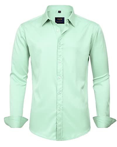 Detalle de J.VER Herren Hemd Unifarben Stretch Langarm – Mint, Regular Fit (Größe L)
