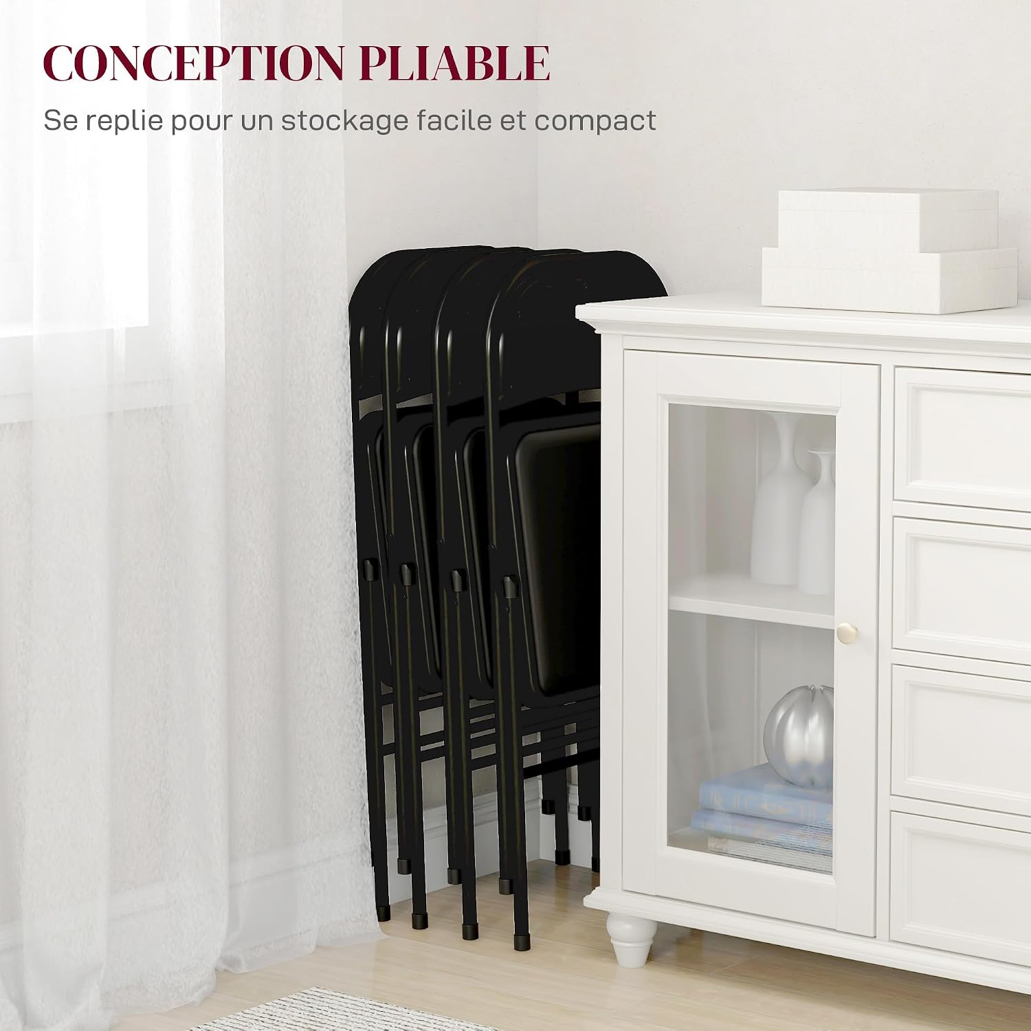 Thumbnail 5 de HOMCOM Lot de 4 chaises pliantes 45 x 46 x 78 cm