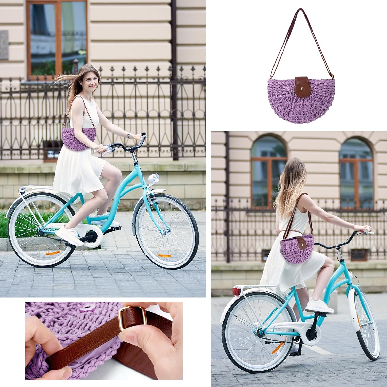 Thumbnail 6 de juctshee Woven Crossbody Bag for Women – Compact, Lightweight Taupe Boho Shoulder Bag
